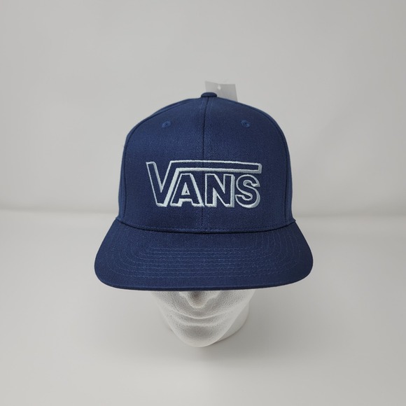 Vans Men's Adjustable Hat Cap Classic Spell Out‎ Logo Flat Brim Snapback Blue - Picture 1 of 6
